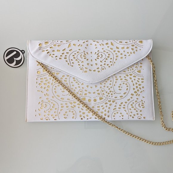 NWT White and Gold Pochette - Picture 1 of 8